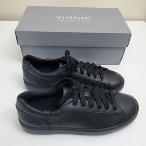 NWT Vionic Black Mable Pro Water-Resistant Leather Sneaker